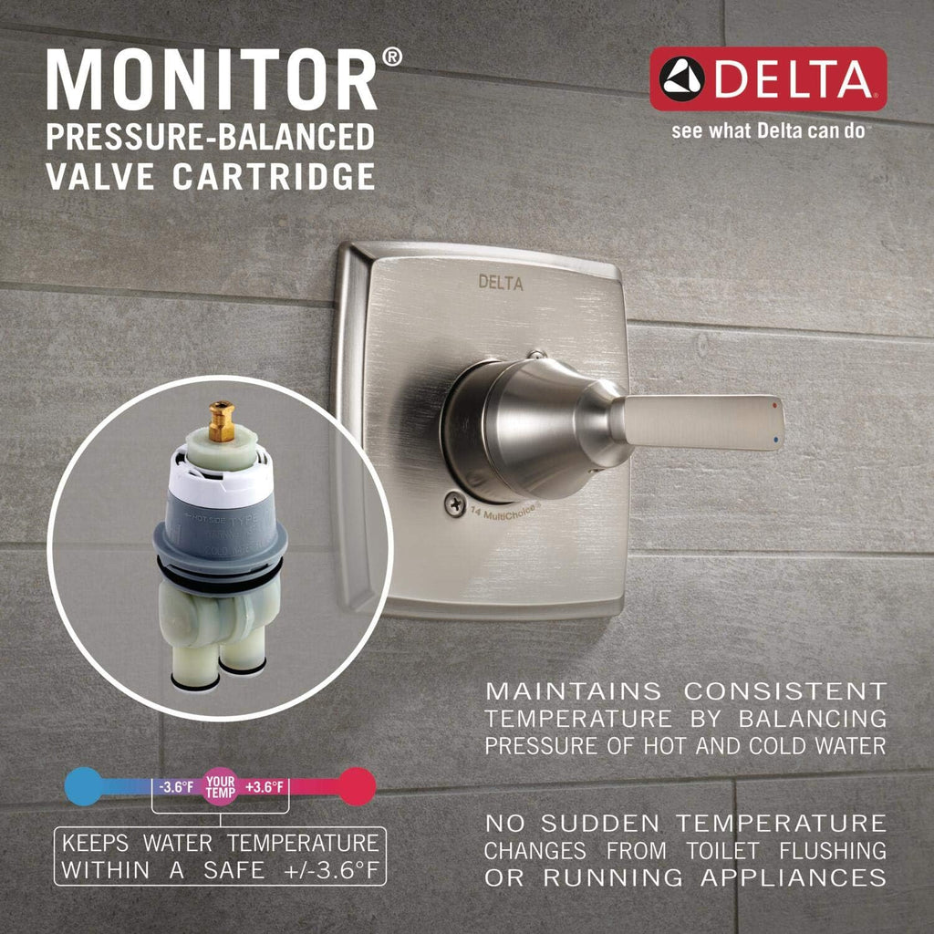 Delta Ashlyn 14 Series Bathtub and Shower Faucet Set, Brushed Gold Shower Head and Handle Set, Valve Trim Kit, Stainless T14464-CZ (Valve Not Included)