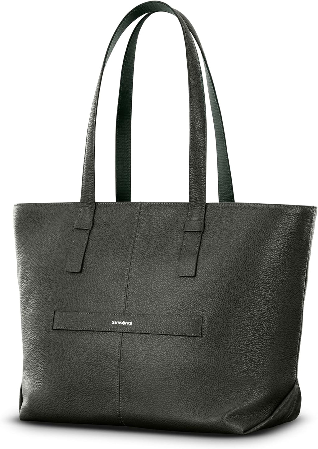 Samsonite Mobile Solutions 2 Leather Tote, Stylish Women's Laptop and Work Bag with StackIt Strap, Padded Laptop Sleeve, Interior Organizer & Protective Feet, Soft Pebbled Leather