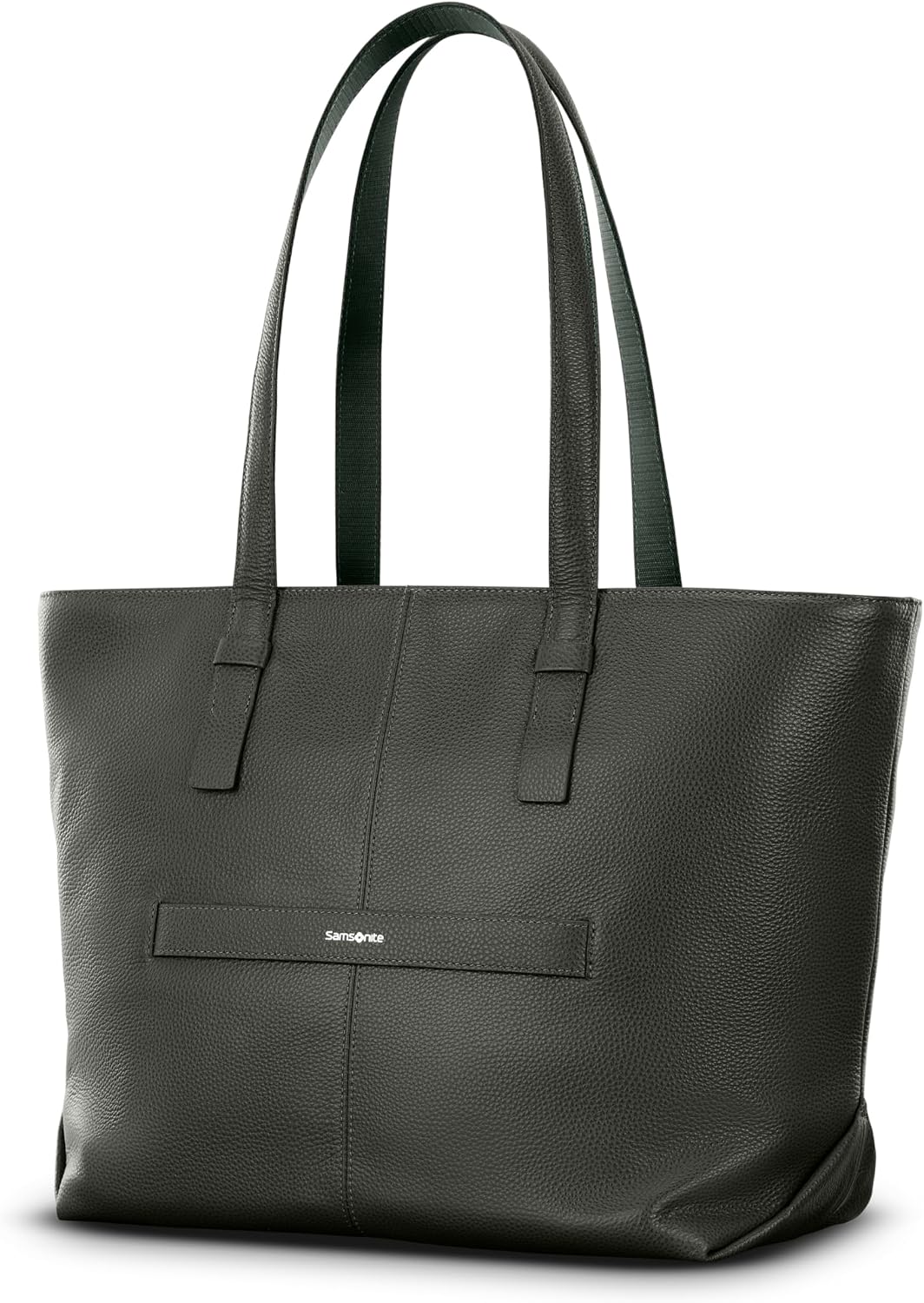 Samsonite Mobile Solutions 2 Leather Tote, Stylish Women's Laptop and Work Bag with StackIt Strap, Padded Laptop Sleeve, Interior Organizer & Protective Feet, Soft Pebbled Leather