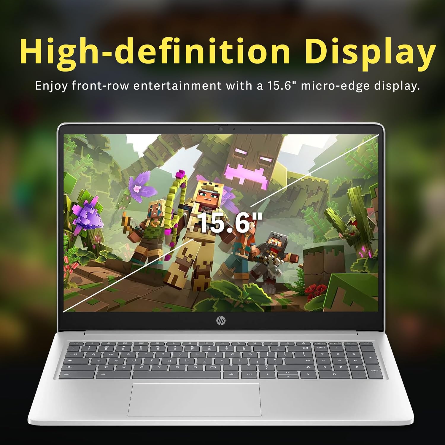 HP 15.6' HD Anti-Glare Chromebook Laptop, Intel Pentium N200, 8GB LPDDR5, 64GB eMMC, Intel UHD Graphics, Num Pad, 720p Camera, Wi-Fi 6, Chrome OS, Silver (Renewed)