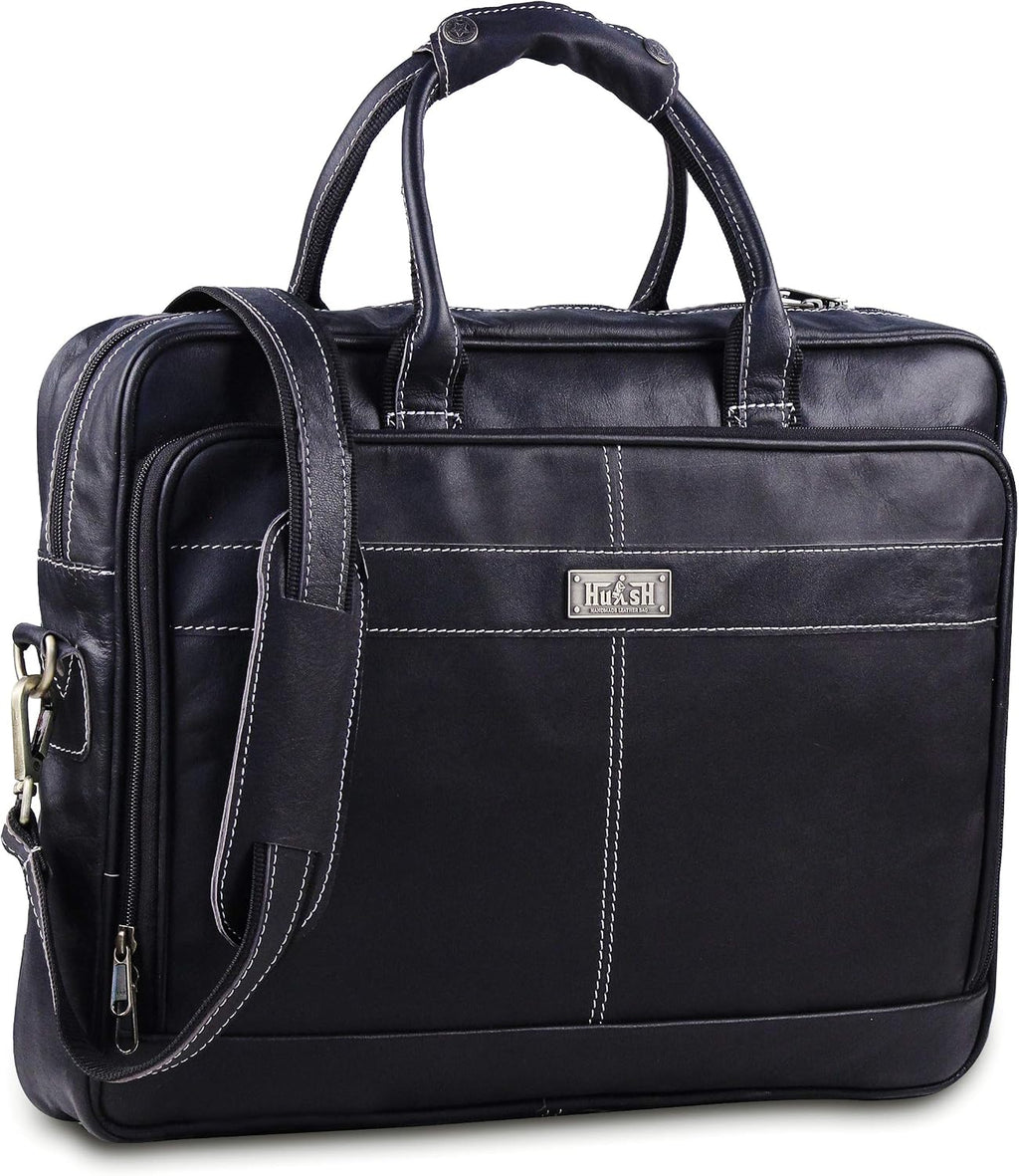 18 Inch Leather Laptop Bag for Computer Bag for Men– Supple Genuine Leather Briefcases for Men W/Padded Laptop Case Leather