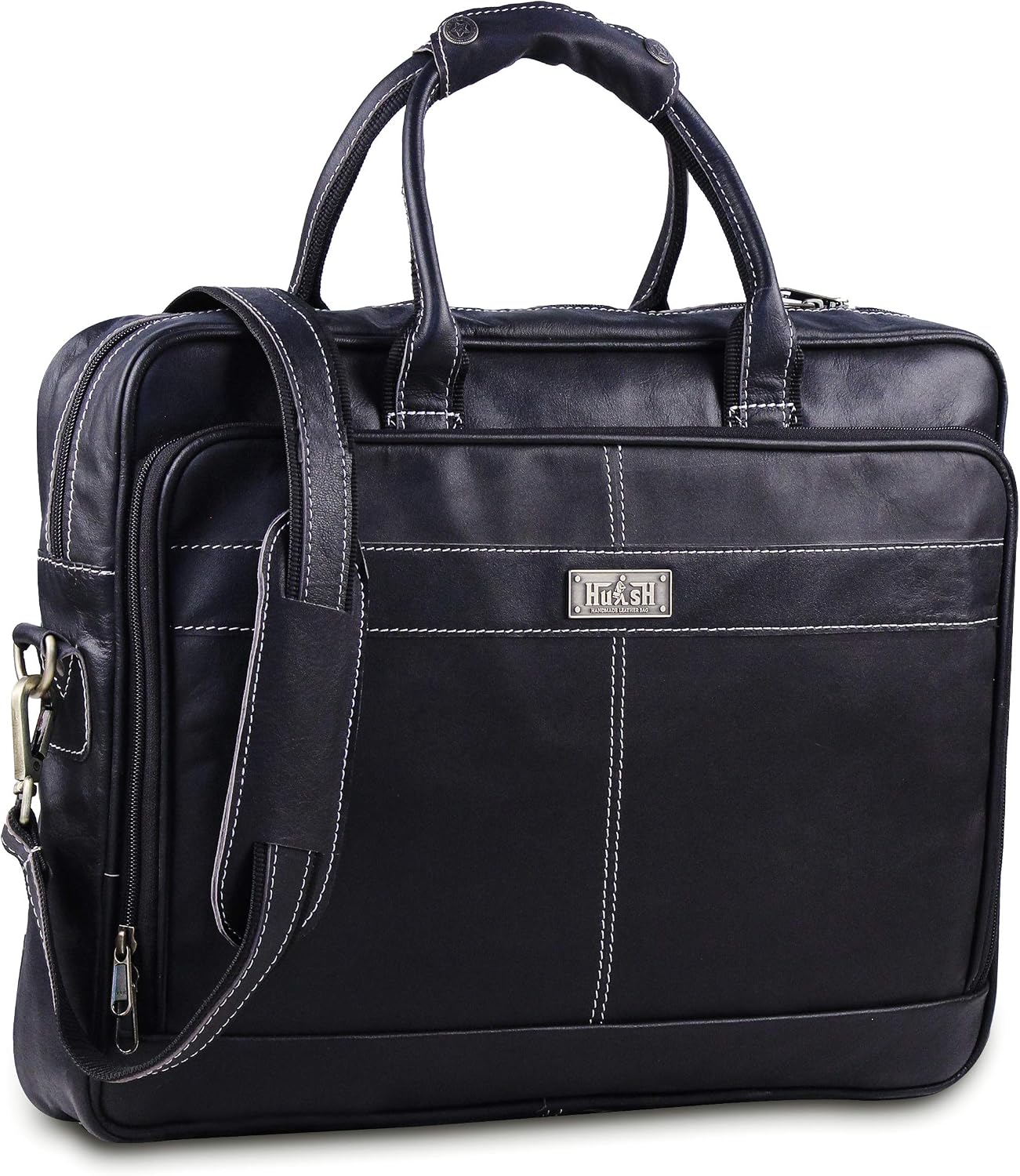 18 Inch Leather Laptop Bag for Computer Bag for Men– Supple Genuine Leather Briefcases for Men W/Padded Laptop Case Leather