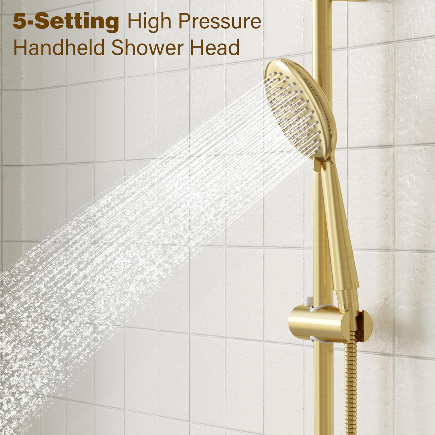 Gabrylly Shower System, High Pressure 12' Rain Shower Head with Handheld Shower, Wall Mounted Slide Bar Shower Faucet Set Complete, Shower Combo Set with Shower Valve,Brushed Gold