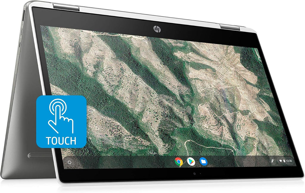 HP Chromebook x360 14-inch HD Touchscreen Laptop, Intel Celeron N4000, 4 GB RAM, 32 GB eMMC, Chrome (14b-ca0010nr, Ceramic White/Mineral Silver)