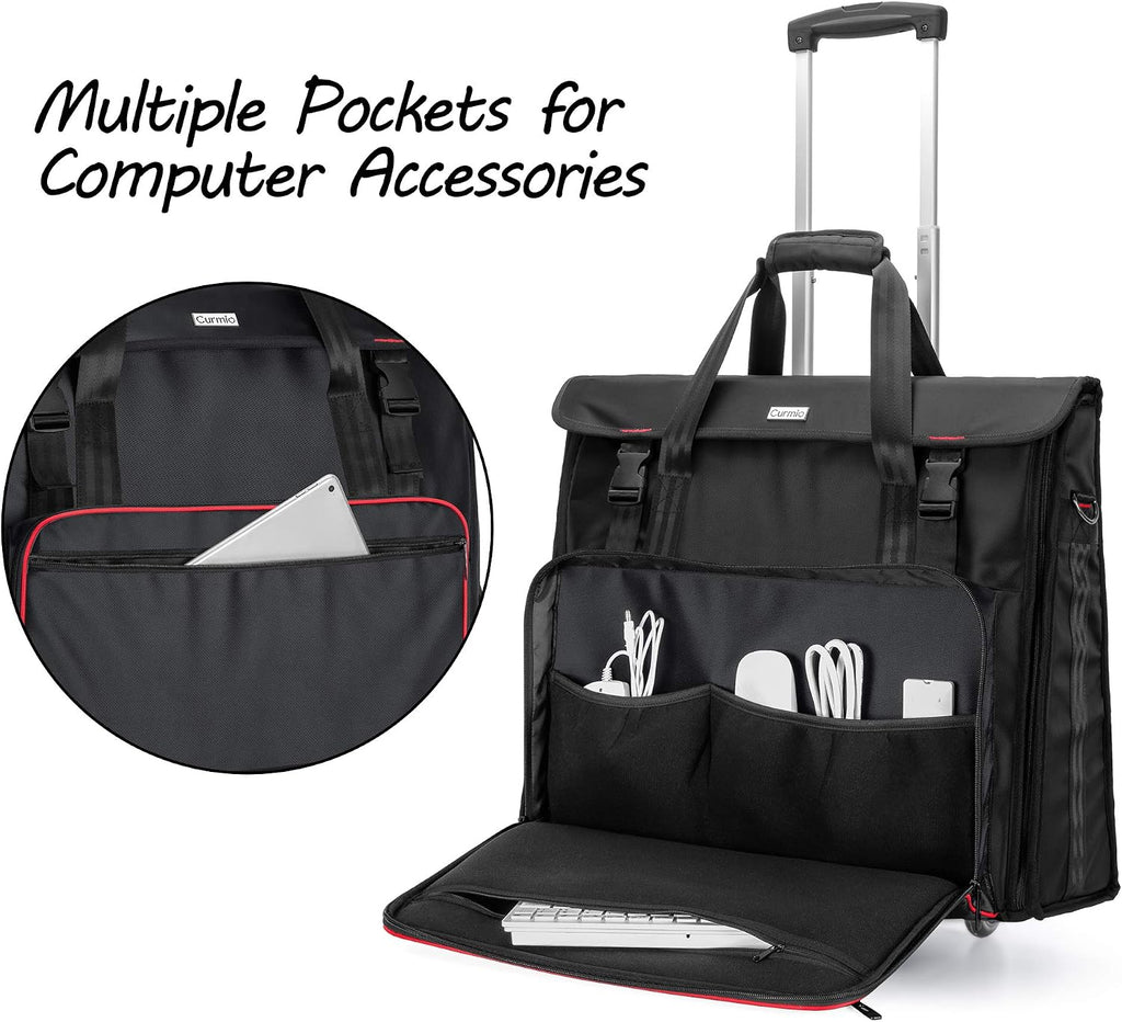 CURMIO Rolling Carrying Bag with Wheels Compatible for Apple iMac 27 inch Desktop Computer, Detachable Trolley Storage Case Compatible with iMac 27' Monitors and Accessories, Black (Patent Pending)