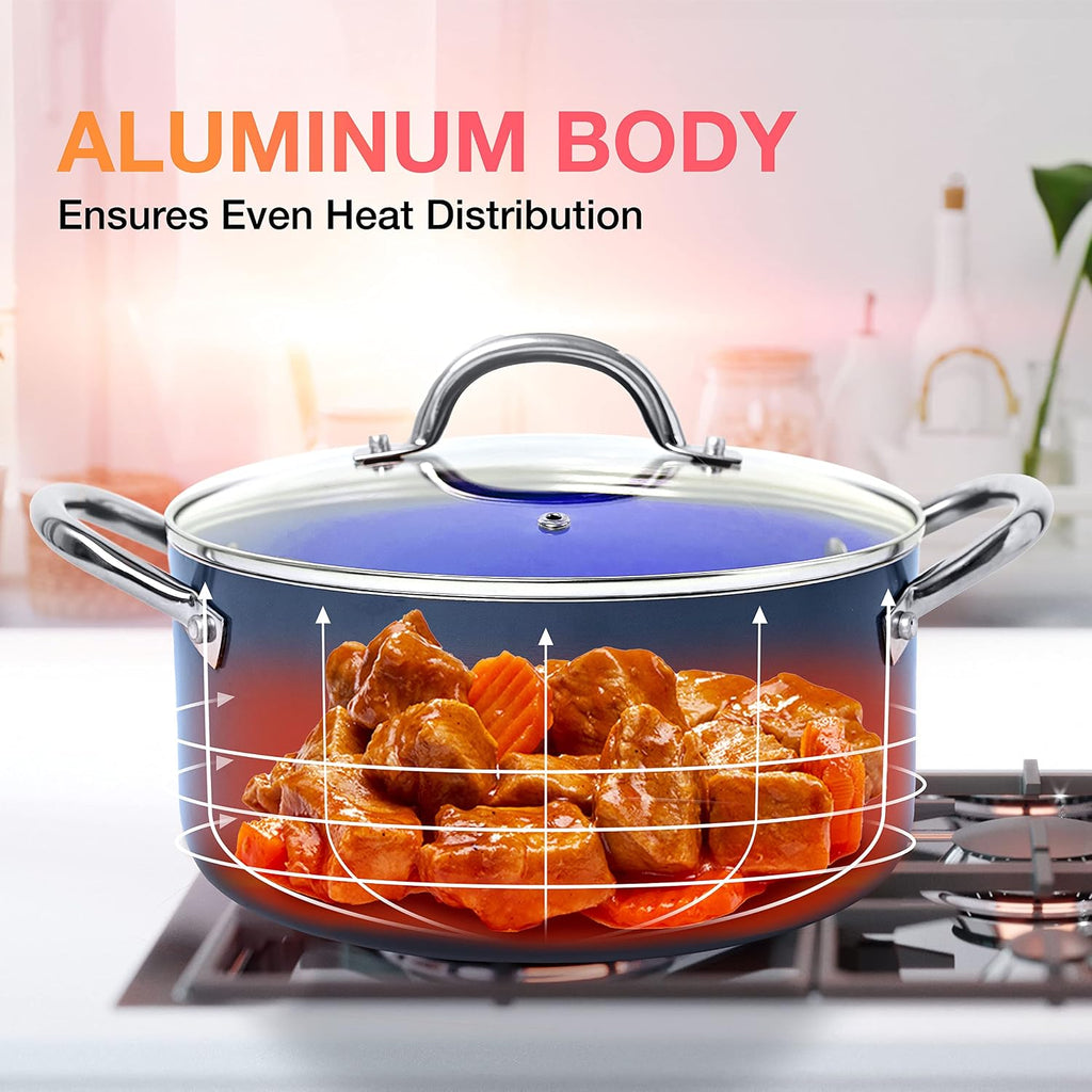 Mueller Sapphire UltraClad Kitchen Induction Pots and Pans Set Nonstick Induction Cookware Sets -24pc for Cooking Kitchen Cookware Sets, Frying Pans
