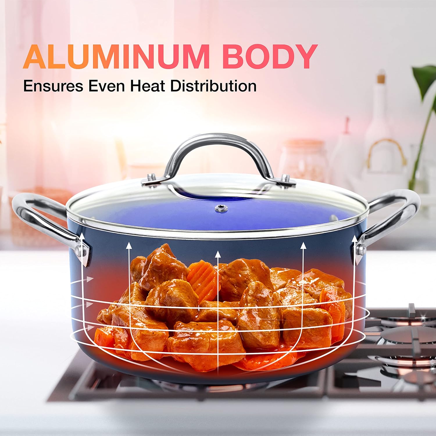 Mueller Sapphire UltraClad Kitchen Induction Pots and Pans Set Nonstick Induction Cookware Sets -24pc for Cooking Kitchen Cookware Sets, Frying Pans