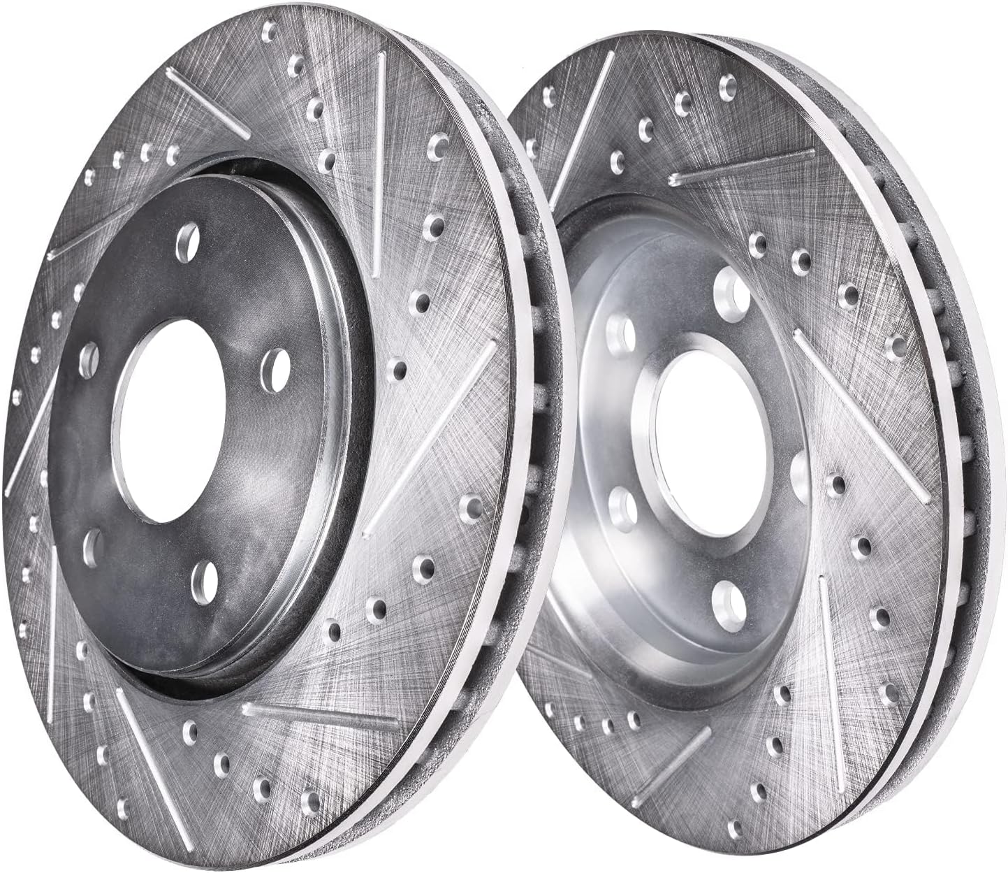 Detroit Axle - Brake Kit for 18-22 Kia Stinger 19-22 Genesis G70 Drilled and Slotted Disc Brake Rotors Ceramic Brakes Pads 2019 2020 2021 Replacement : 13.78' inch Front and 13.39' inch Rear Rotors