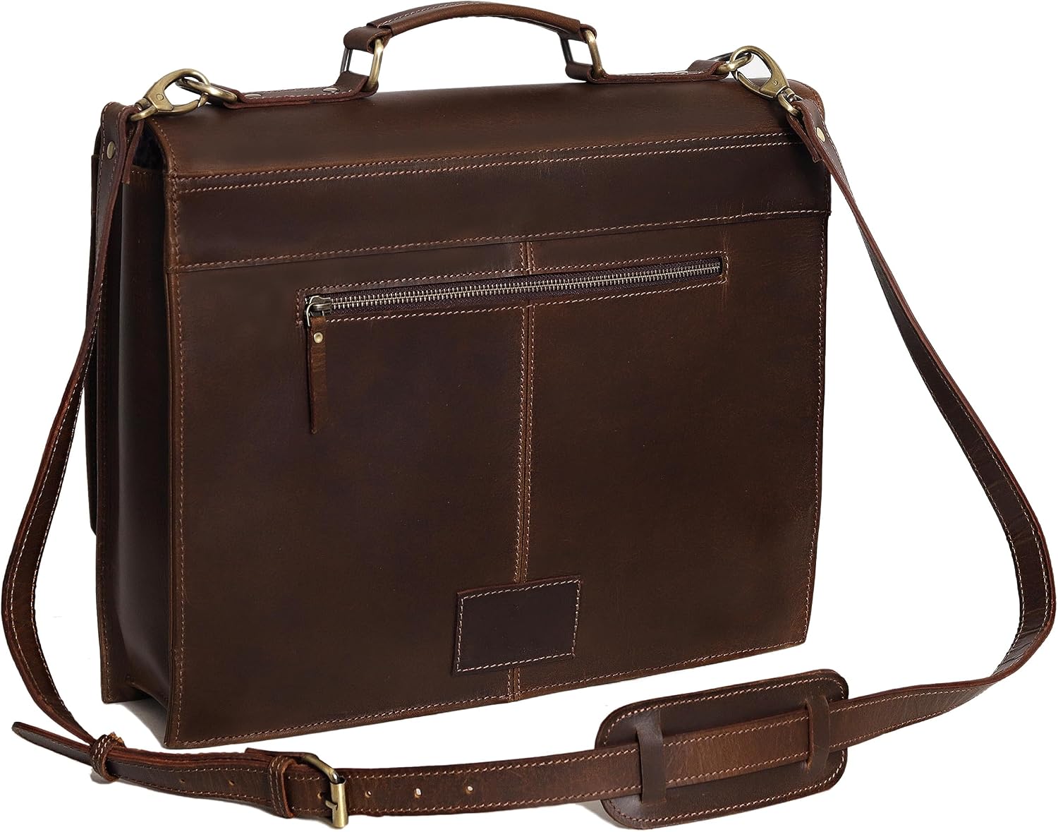 Leather Farm Messenger Bag for Men & Women 16 Inch – Premium Vintage Handmade Laptop Briefcase Satchel, Mens Leather Shoulder Crossbody Bag, Genuine Leather Computer Bag with Adjustable Strap Brown