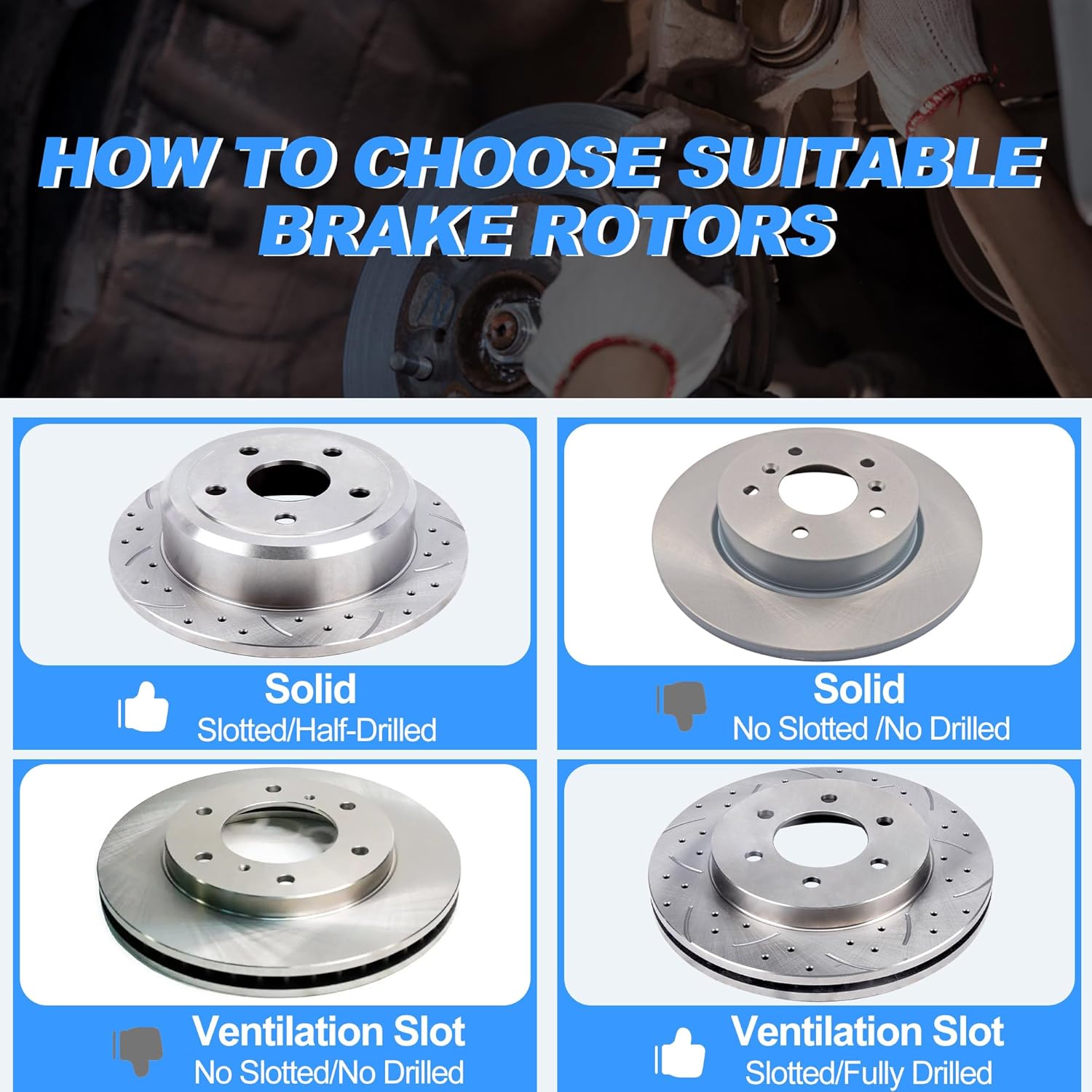 Replacement Brake Kits Rear Brake Pads And Rotors Kit Compatible With Ford F-150 2015-2017; 6 Lug, Electric/Power-Operated Parking Brake