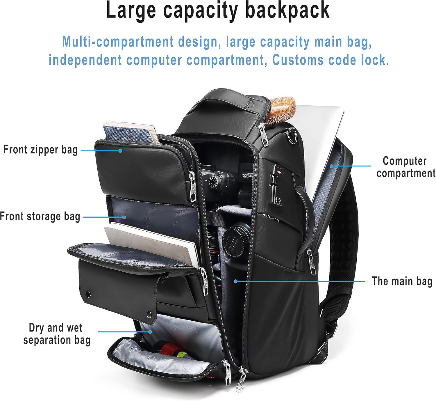 Waterproof DSLR Camera Backpack - Large with TSA Lock, Fits Drone & 17-Inch Laptop