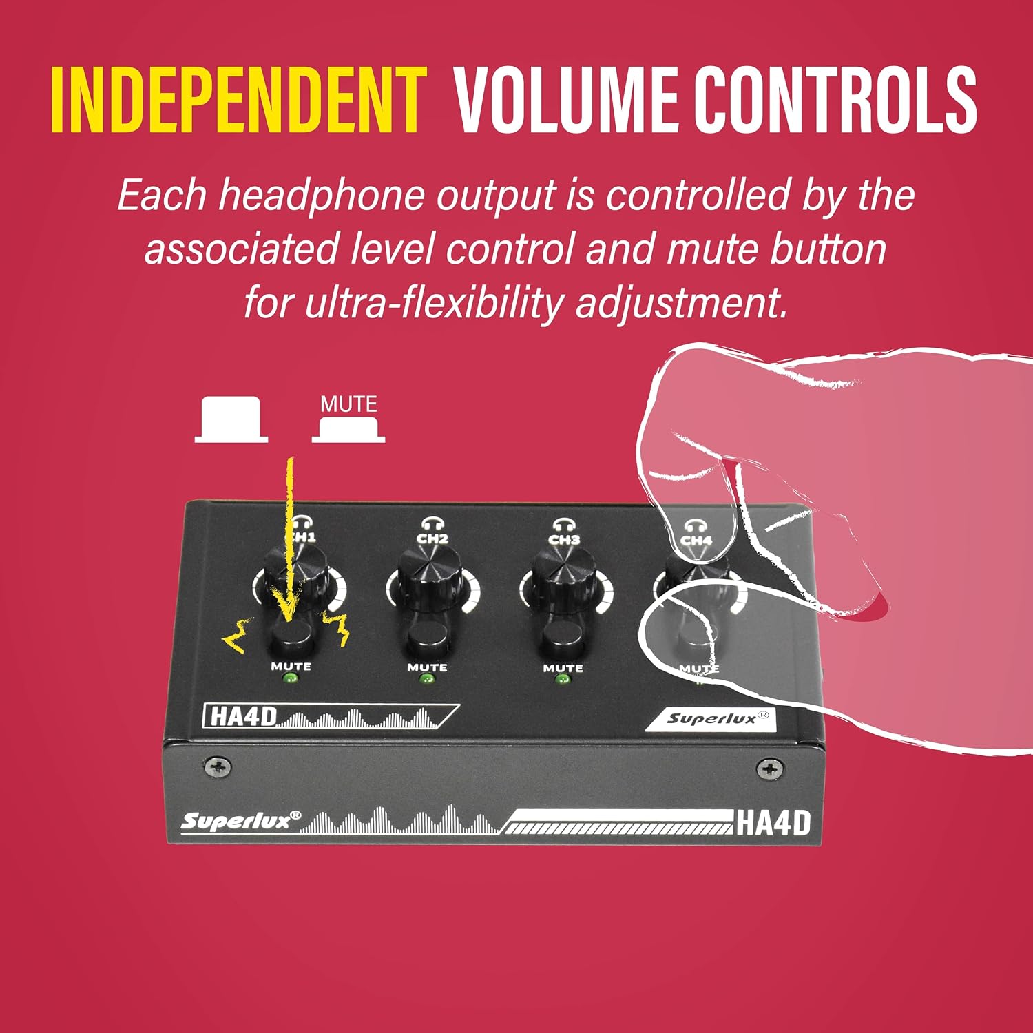 Superlux HD 660PRO, 32 ohms, Studio Recording Headphones Wired, Professional Closed-Back Headphone with HA4D 4-Channel Premium Headphone Amplifier