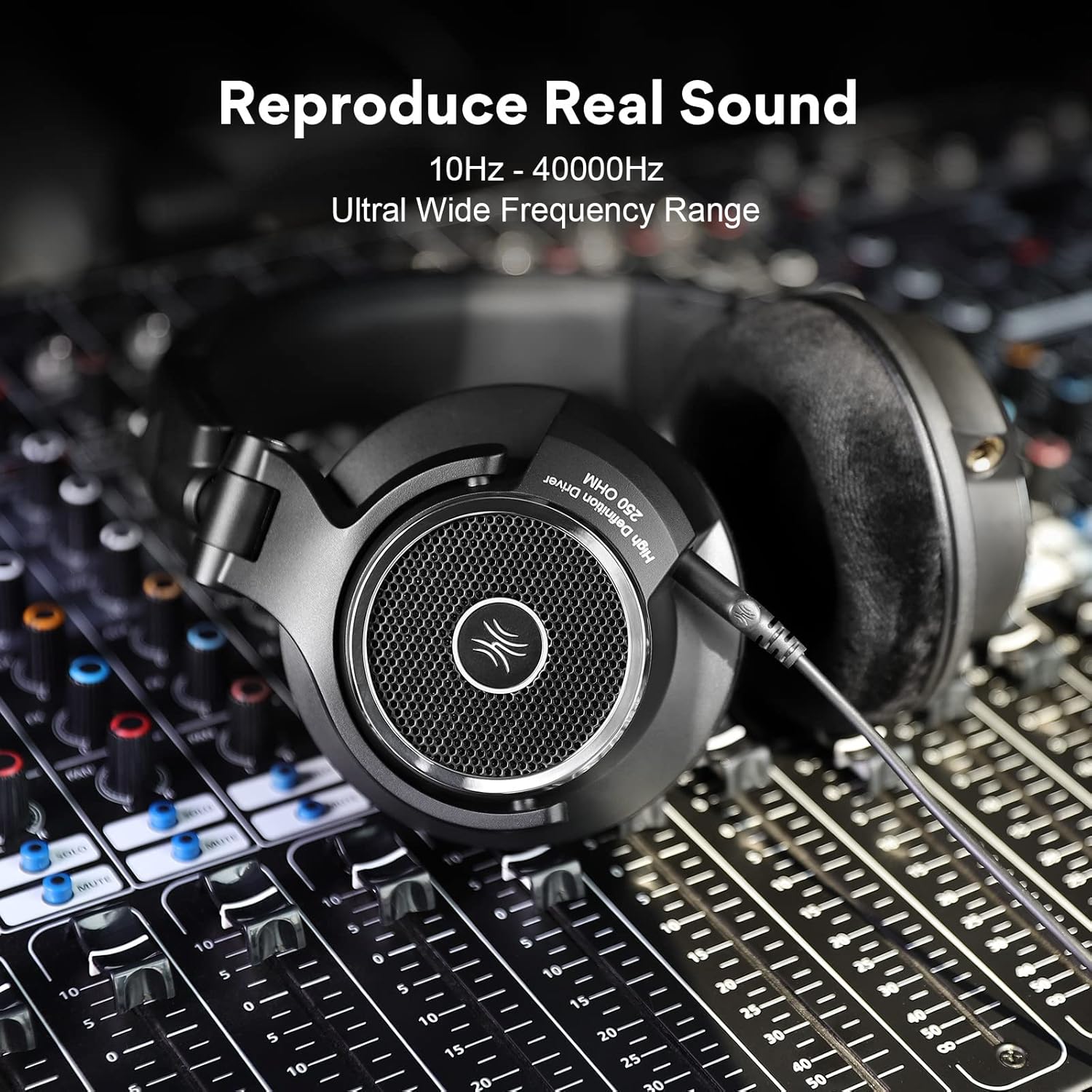 OneOdio Monitor 80 Open Back Headphones- Studio Headphones for Mixing Mastering Editing, Wired Over Ear Headphones for Professional Studio Applications, 250 Ohm, Velour Earmuffs, Sound Isolation
