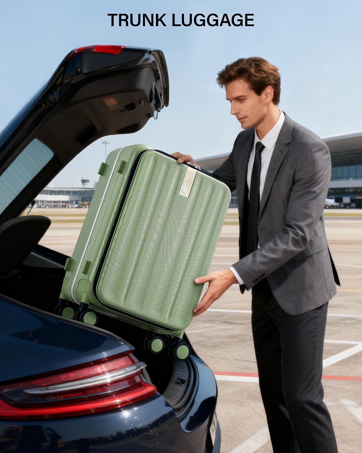 Hanke 16 Inch Underseat Carry On Luggage with Wheels,Small Hard Shell Suitcases for Weekender,Top Opening Lightweight Travel Luggage Suitcase for Womem Men,Bamboo Green.
