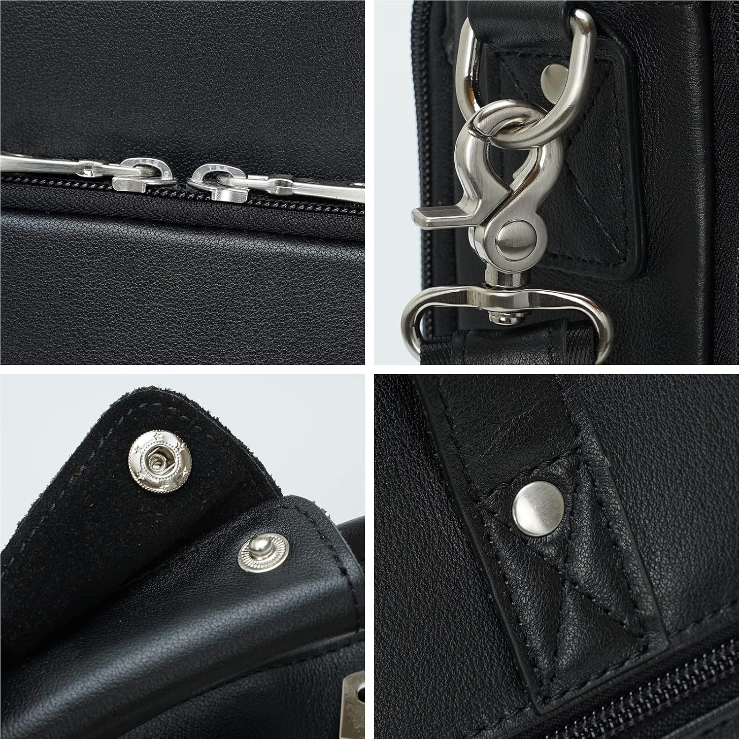 Masa Kawa Leather Briefcase for Men 17/15.6' Laptop Crossbody Shoulder Messenger Bag Business Travel Work Attache Case