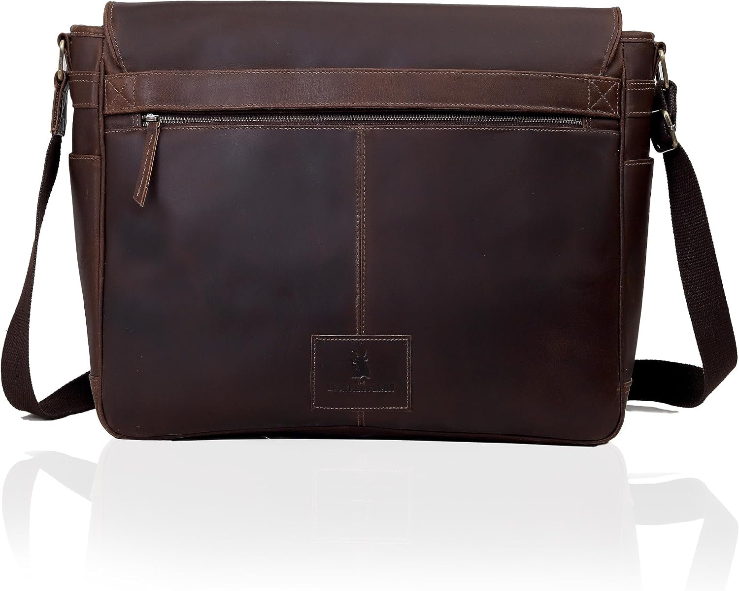 Leather farm Messenger Bag for Men & Women 17.5 Inch – Premium Vintage Handmade Laptop Briefcase Satchel, Mens Shoulder Crossbody, Genuine Leather Computer Work Bag with Adjustable Strap Brown