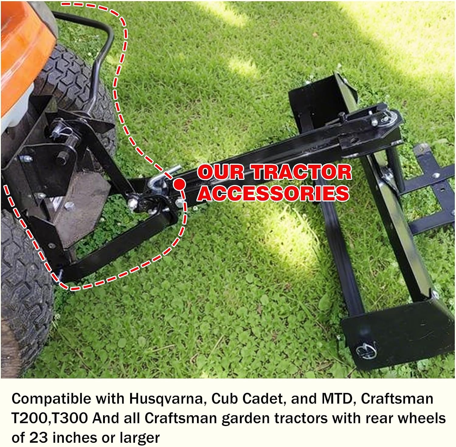 585607901 Heavy Garden Tractor Sleeve Hitch Attachment Rear Mount Fit for Husqvarna Craftsman T200 T300 Series or Cub Cadet Craftsman MTD Garden Lawn Mower Tractors