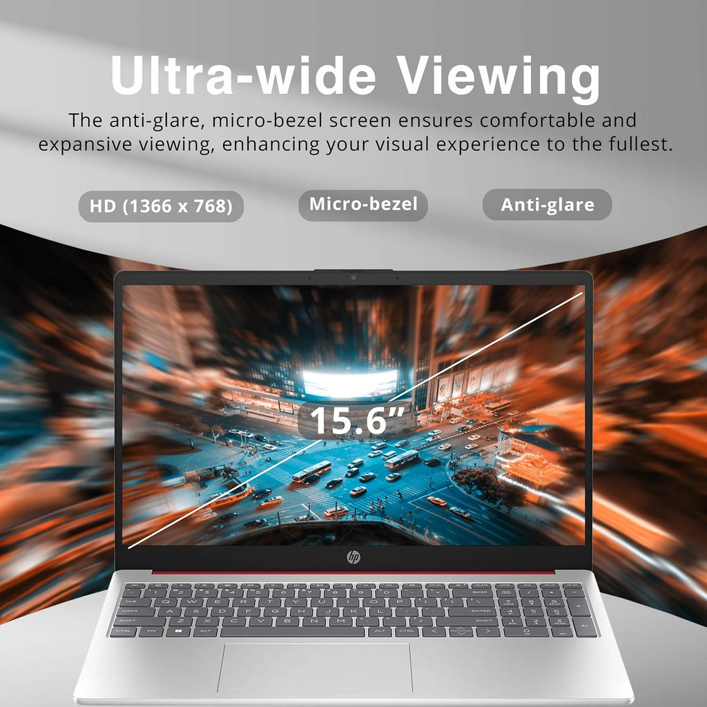 HP 15.6' HD Anti-Glare Everyday Laptop, Intel N200 Pentium Processor, 16GB RAM, 128GB PCIe SSD, 1 Year Office 365, Intel UHD Graphics, Wi-Fi 6, Win11, Scarlet Red, 32GB USB Card (Renewed)