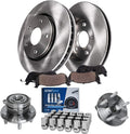 Detroit Axle - Front Brake Kit for Jeep 2015-2020 Grand Cherokee 2011-2020 Dodge Durango, 13.78'' inch Disc Brake Rotors Ceramic Brake Pads Wheel Bearing & Hubs Wheel Lug Nuts Replacement