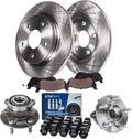Detroit Axle - Rear Disc Brake Rotors + Brake Pads + Wheel Bearings Hubs w/ 20pc Lug Nuts Replacement for 2014 Lincoln MKZ - 26pc Set