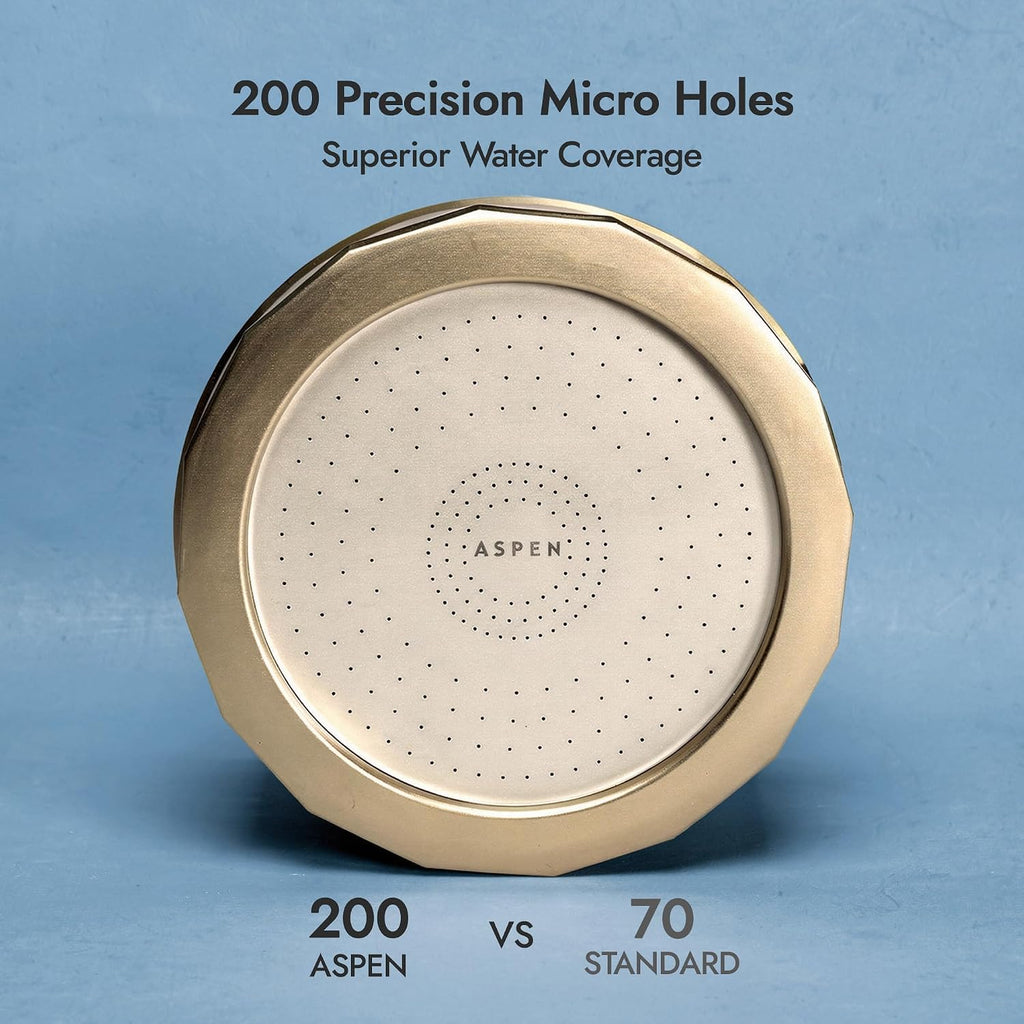 Aspen Filtered Shower Head for Healthy Hair & Skin | Removes Chlorine, Hard Water & Heavy Metals | High Pressure Shower Head with Filter | Water Softener | KDF-55