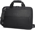 Masa Kawa Leather Briefcase for Men Slim 15.6' Laptop Bag Waterproof Crossbody Shoulder Messenger Computer Attache Case for Business Work, Black