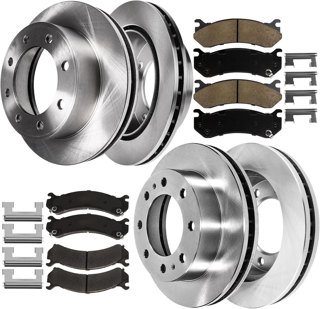 AUTOCLUB Front and Rear Brake Kit, for 2002 2003 2004 2005 2006 Chevy Silverado 1500 2500 HD Brake Pads and Rotors, for Suburban GMC Sierra 1500 2500 HD Brakes, Replacement 12.8' Front and 12.99' Rear