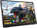 MNN 18.5'' Portable Monitor 100Hz, FHD 1080P IPS Laptop Screen with Built-in Stand & Dual Speakers, USB-C HDMI External Display for Laptop PC Phone PS5 Xbox Switch, Travel Gaming Monitor