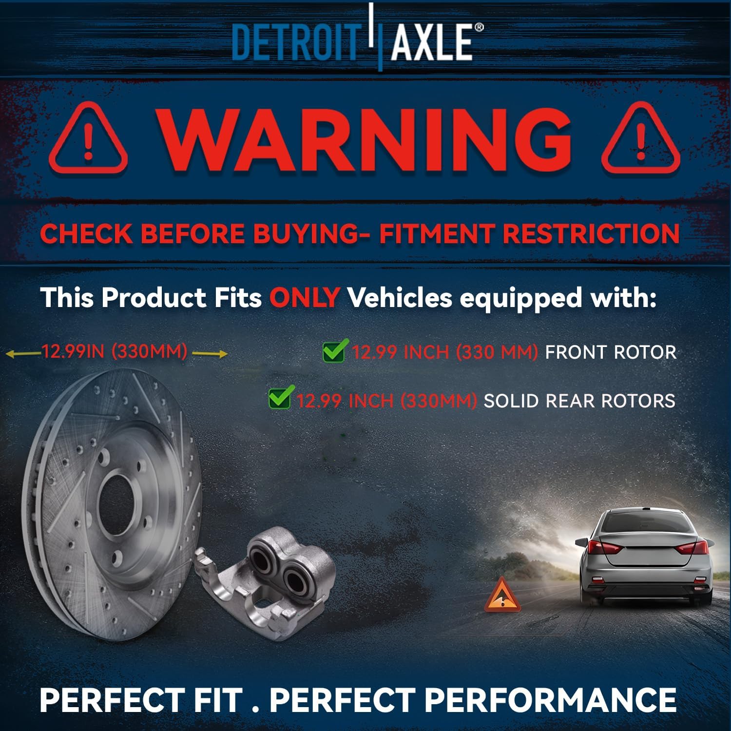 Detroit Axle - Brake Kit for 2011-2020 Jeep Grand Cherokee Dodge Durango Replacement Front & Rear Drilled & Slotted Disc Brake Rotors Ceramic Brakes Pads : 12.99' inch Rotor
