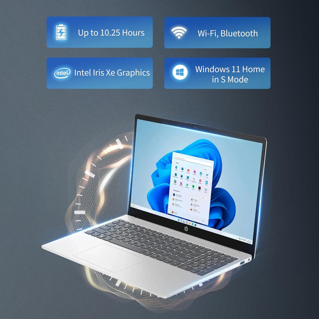HP 15.6 inch Laptop, Intel i5 Processor Up to 4.4 GHz, 64GB RAM, 2TB SSD, HD Touch Screen, Intel Iris Xe Graphics, Windows 11 Home, Webcam, Wi-Fi, Bluetooth, Natural Silver, Alpacatec Accessory