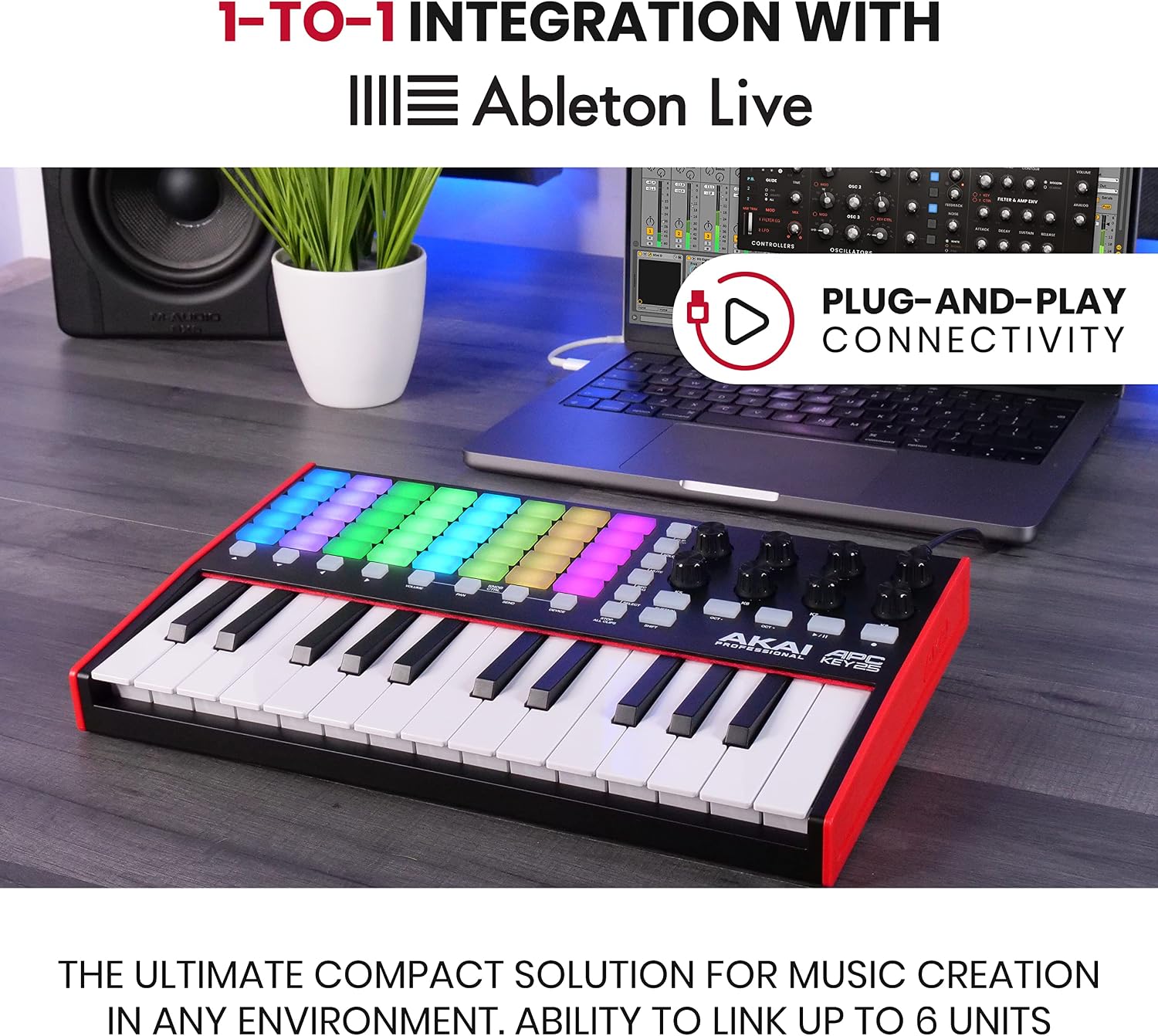 AKAI Professional APC Key 25 MK2-25-Key USB MIDI Keyboard Controller & Sennheiser Professional HD 280 PRO Over-Ear Monitoring Headphones,Black