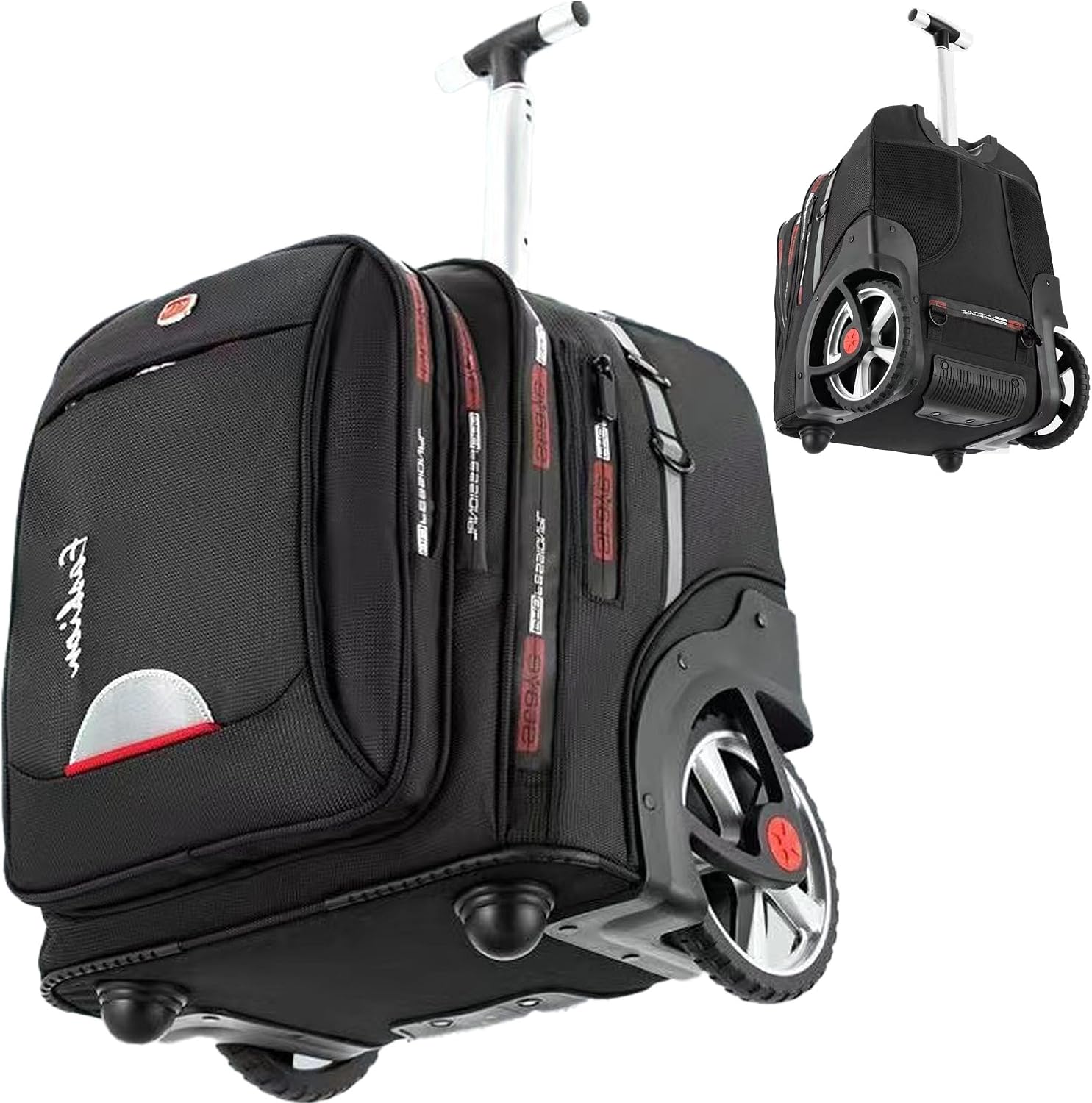 22 Inch Rolling Backpack with Wheels for Travel, 55 L Large Capacity Wheeled Backpacks, Roller Backpack with 15.6 Inch Laptop Waterproof Compartment