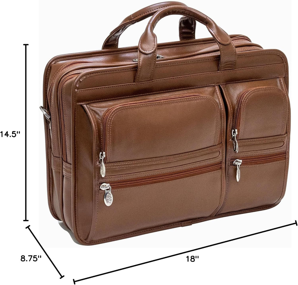 McKleinUSA CLINTON, 17' Leather Patented Detachable -Wheeled Laptop Briefcase