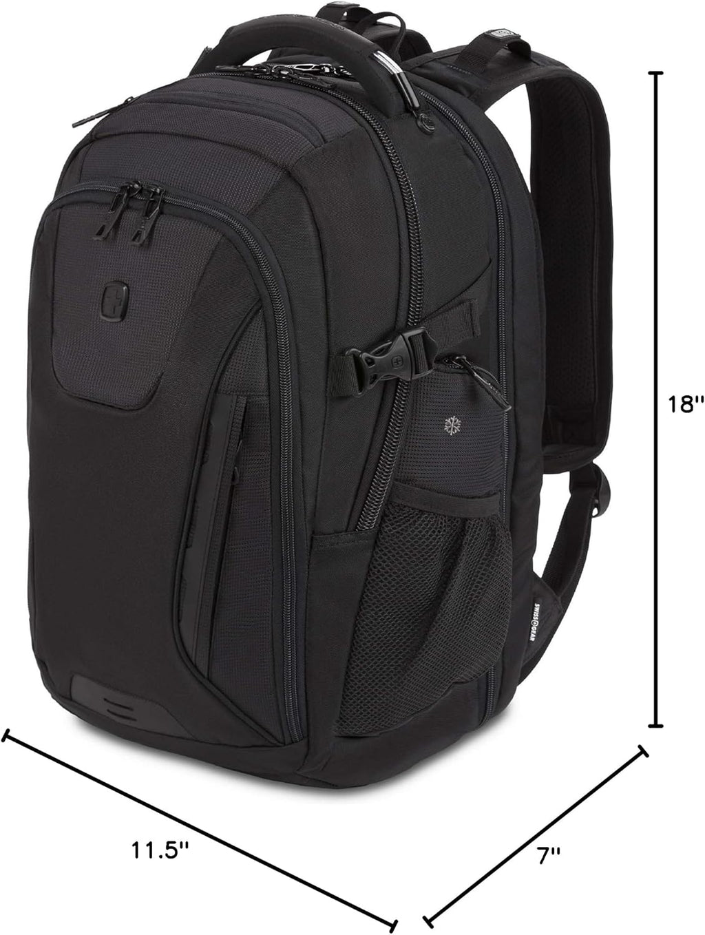 SwissGear Travel Tech Elite Laptop Backpack – Fits Laptops up to 16' – ScanSmart TSA-Friendly Backpack with USB Port, Shoe Compartment & Organizer Pockets – Black