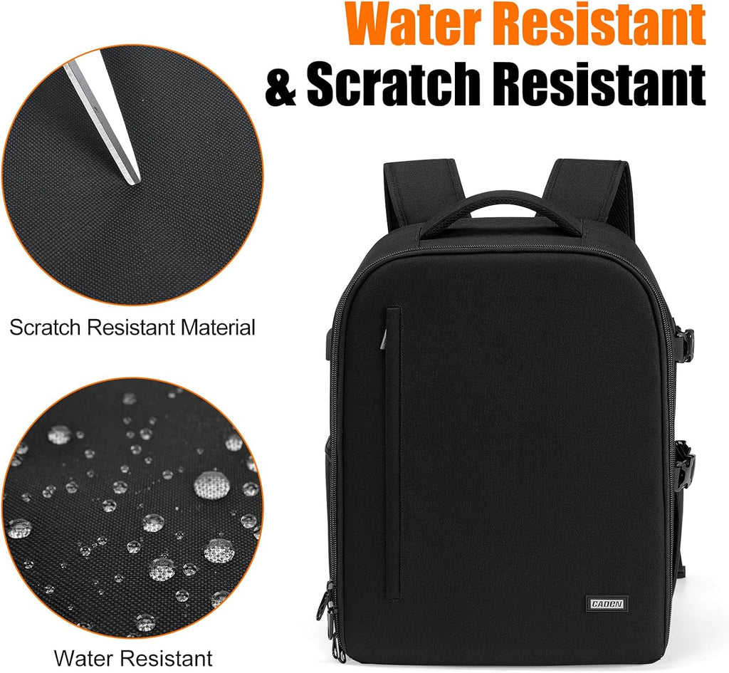 CADeN Camera Backpack, Extra Large DSLR Camera Bag with 17' Laptop Compartment, Waterproof Rain Cover, Professional Travel Hiking Camera Backpack Bag