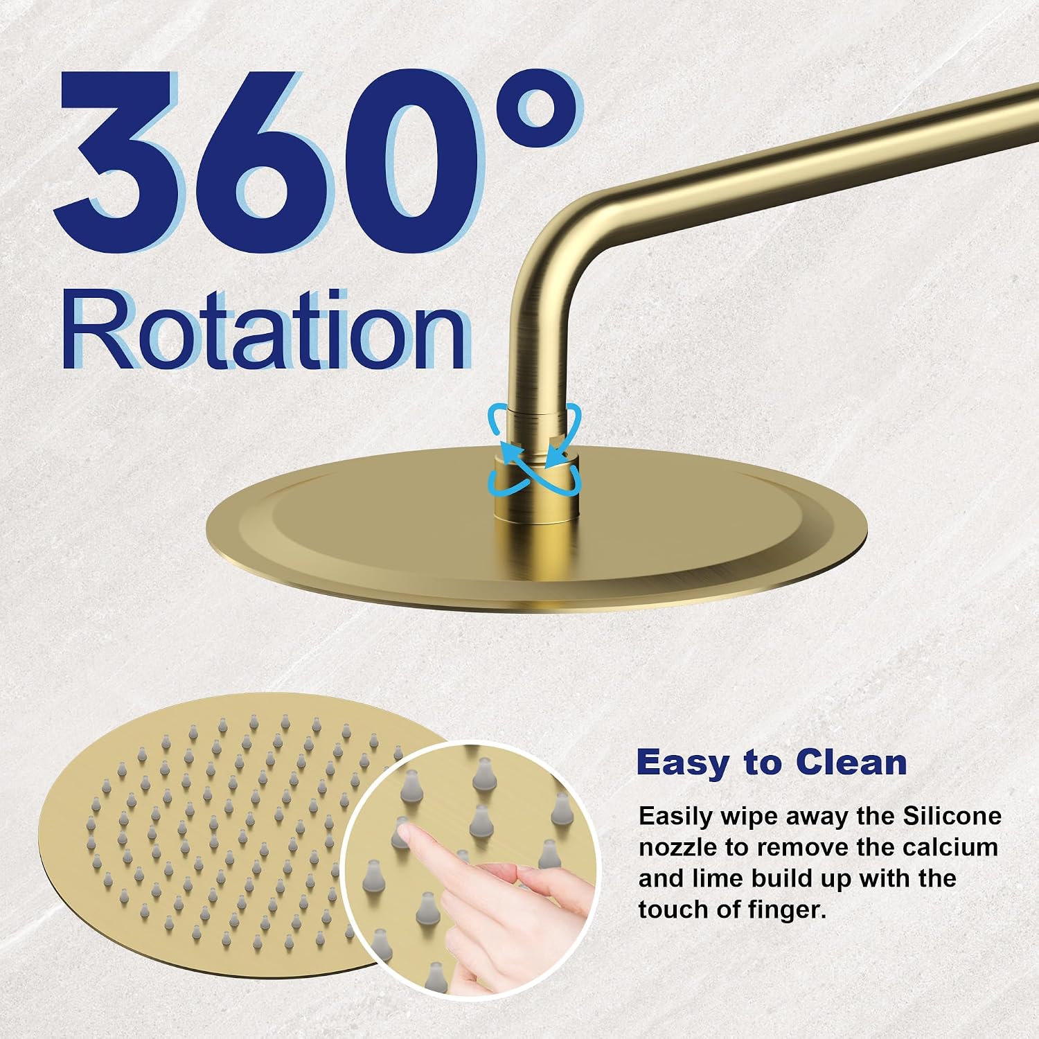Brushed Gold Shower Faucet Set with Valve 10 Inches High Pressure Shower Head Combo Set Wall Mount Rain Shower Head System with 6 Function Handheld