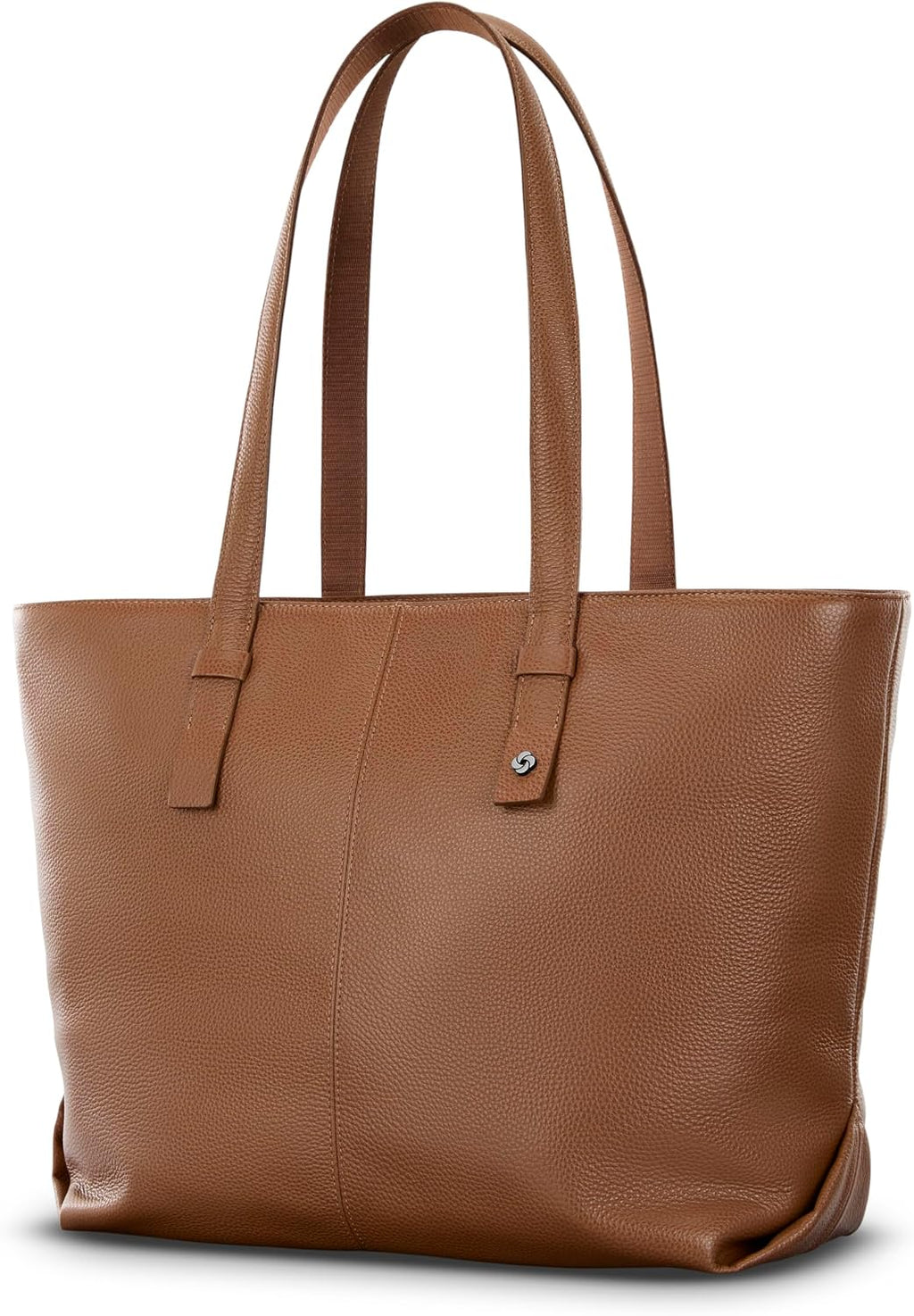 Samsonite Mobile Solutions 2 Leather Tote, Stylish Women's Laptop and Work Bag with StackIt Strap, Padded Laptop Sleeve, Interior Organizer & Protective Feet, Soft Pebbled Leather