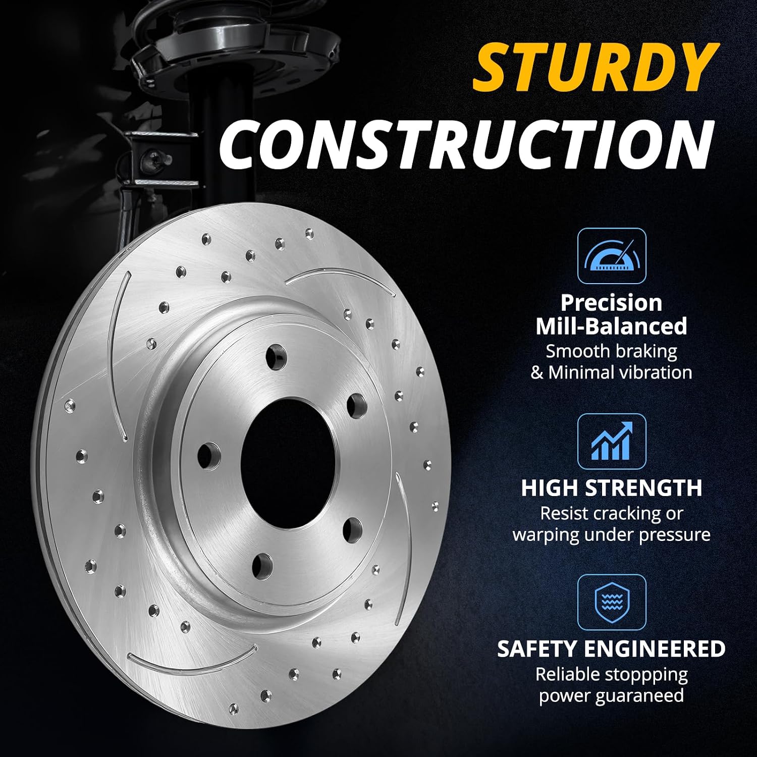 AUTOCLUB Rear Brake Kit, for 2000 2001 2002 2003 2004 2005 2006 Chevy Suburban 1500 Brake Pads and Rotors, for Avalanche Silverado Tahoe GMC Yukon XL 1500 Brakes, Drilled Slotted Replacement 12.99'