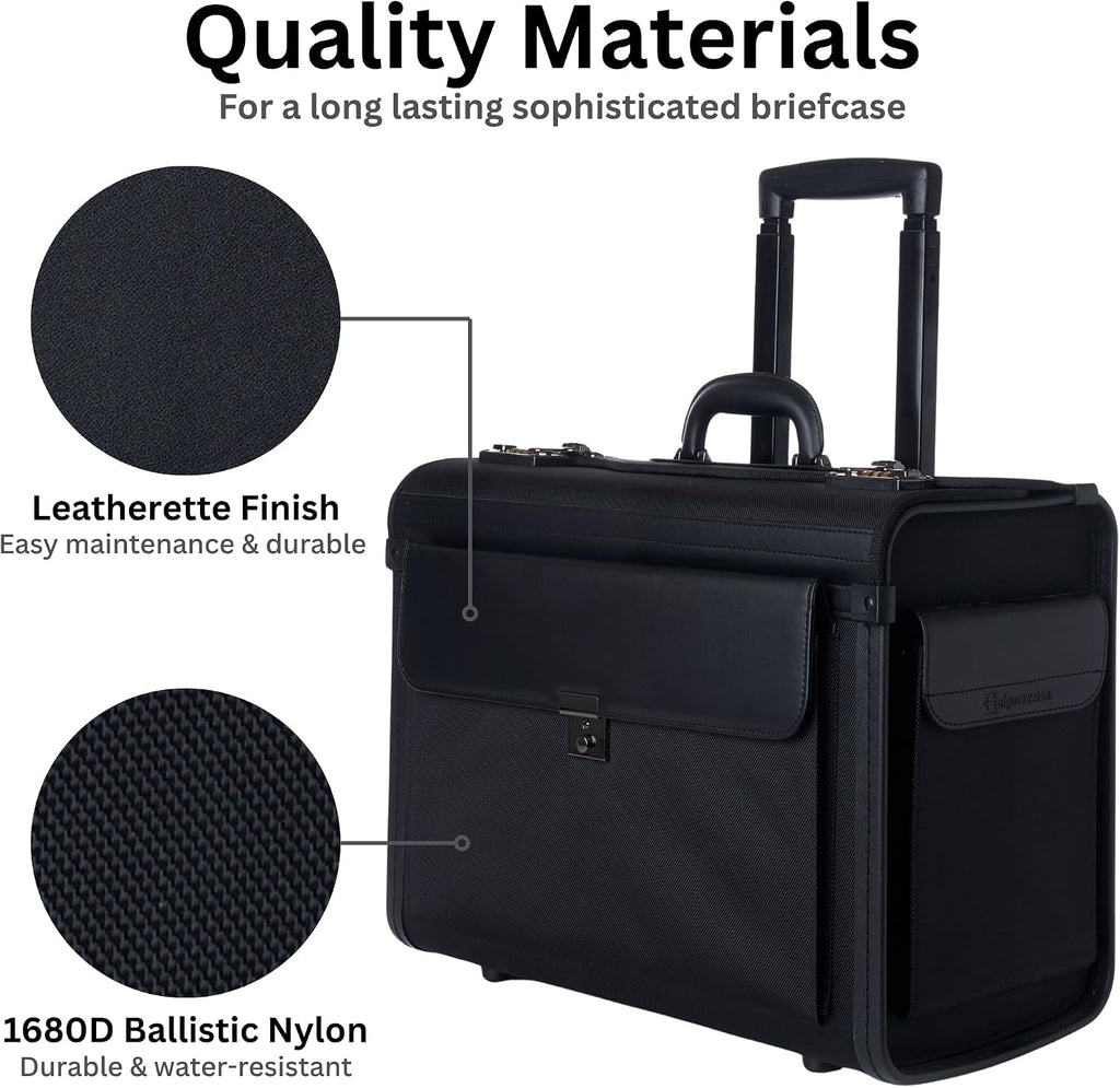 Alpine Swiss Rolling 17' Laptop Briefcase on Wheels Attache Lawyers Case Legal Size