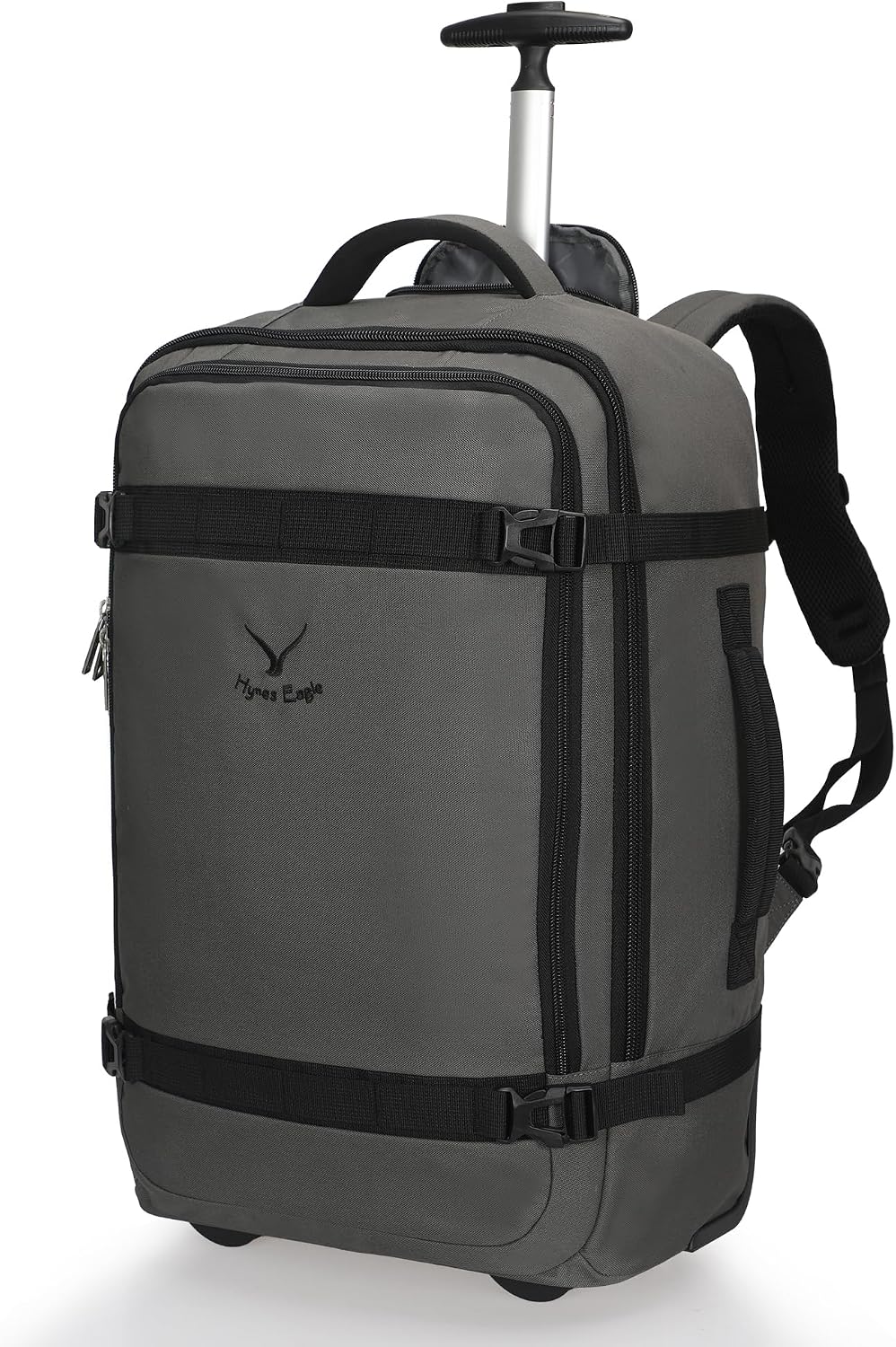 Hynes Eagle Rolling Backpack 42L Backpack with Wheels Airline Approved Carry on Luggage Laptop Travel Suitcase Bag for Women Men Dark Grey