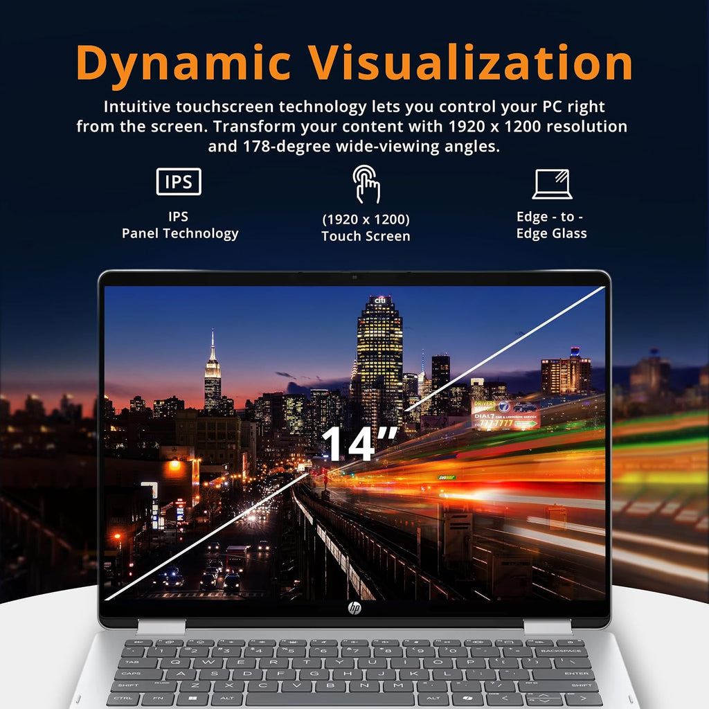 HP OmniBook 5 Flip 2-in-1 14' 2K Touchscreen Laptop, Intel 7 150U, 16GB LPDDR5, 1.16TB Storage(1TB SSD+160GB Docking Station Set), Backlit Keyboard, 5MP IR Camera, Wi-Fi 6E, Windows 11 Pro, Silver