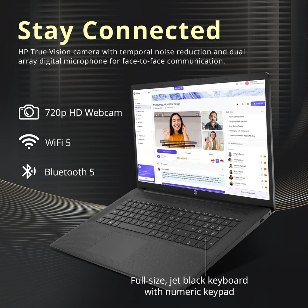 HP 17.3' HD+ Business Laptop, Intel i7-1255U, 64GB RAM, 2.28TB Storage (2TB SSD+288GB Docking Station Set), ‎Intel Iris Xe Graphics, Numeric Keypad, Camera, Wi-Fi, Bluetooth, Windows 11, Black