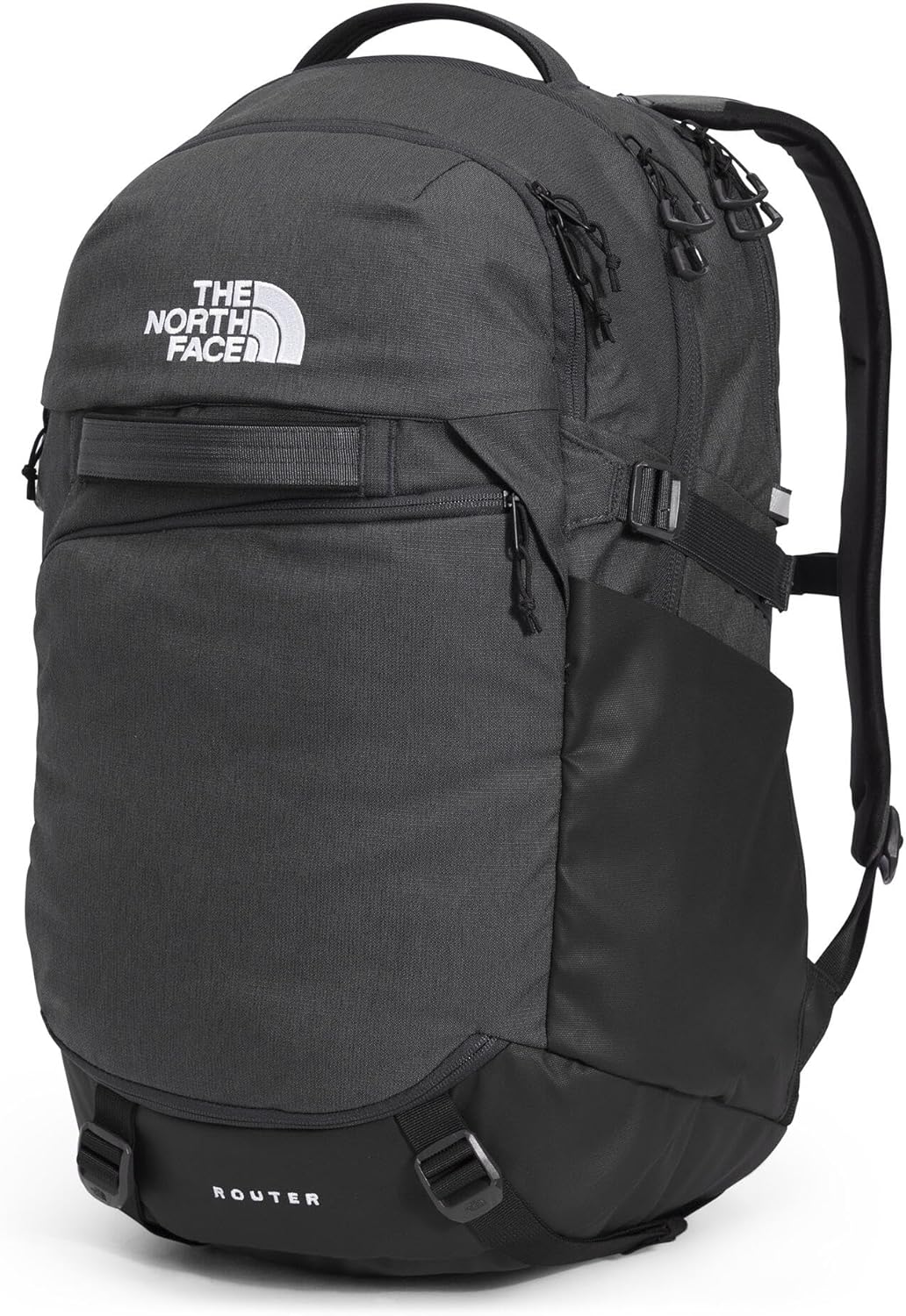 The North Face Router Everyday Laptop Backpack - Daypack, Water Repellent, Laptop Sleeve, Reflective Details, Asphalt Grey Light Heather/TNF Black-NPF, One Size