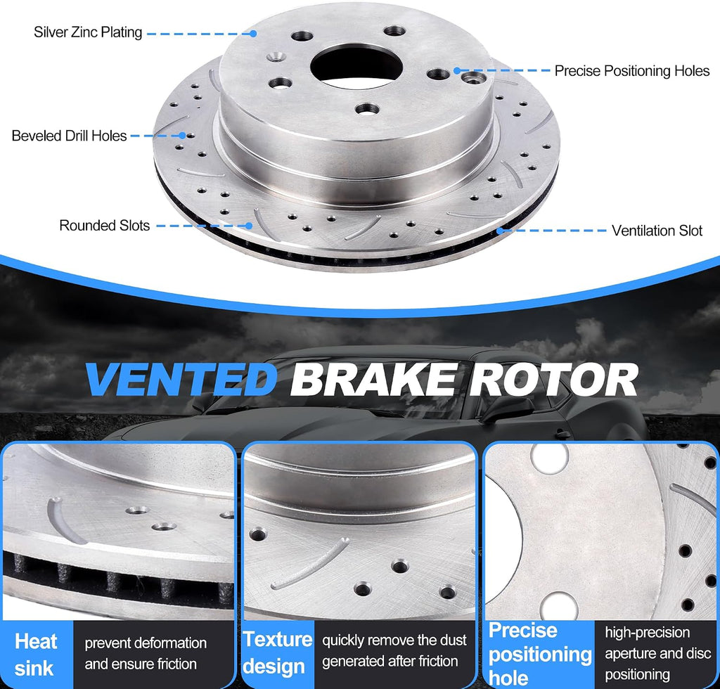 Rear Brake Pads And Rotors Kit Compatible With Chevrolet Equinox 2010-2017,For Gmc Terrain 2010-2017