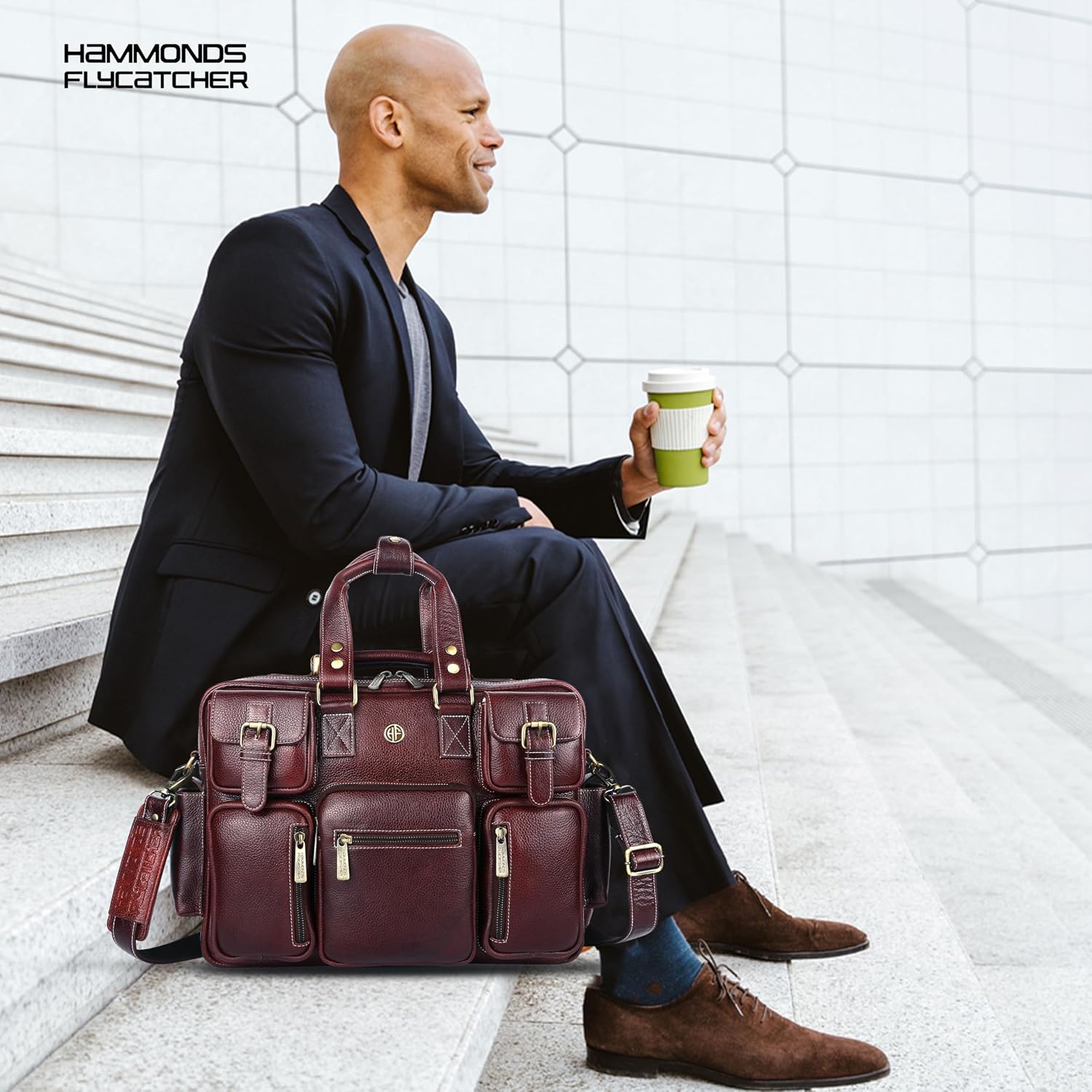 HAMMONDS FLYCATCHER Genuine Leather Laptop Bag for Men, Padded 15.6' Laptop Sleeve, Leather Messenger Bag for Men Briefcases