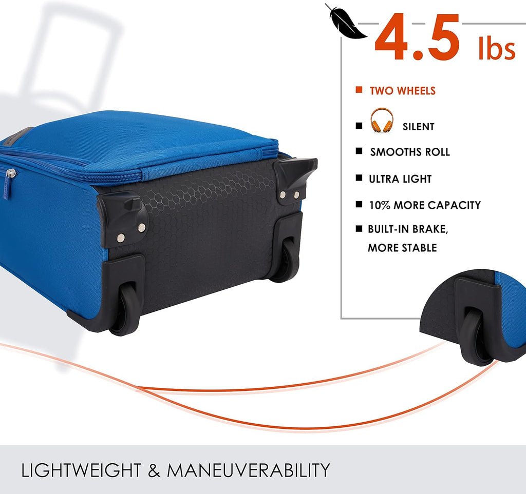 Verage Carry On Underseat Luggage with Wheels & USB Port, Wheeled Spinner Bag Carry-on Luggages for Airlines, Lightweight Suitcase Men Women, Pilots and Crew