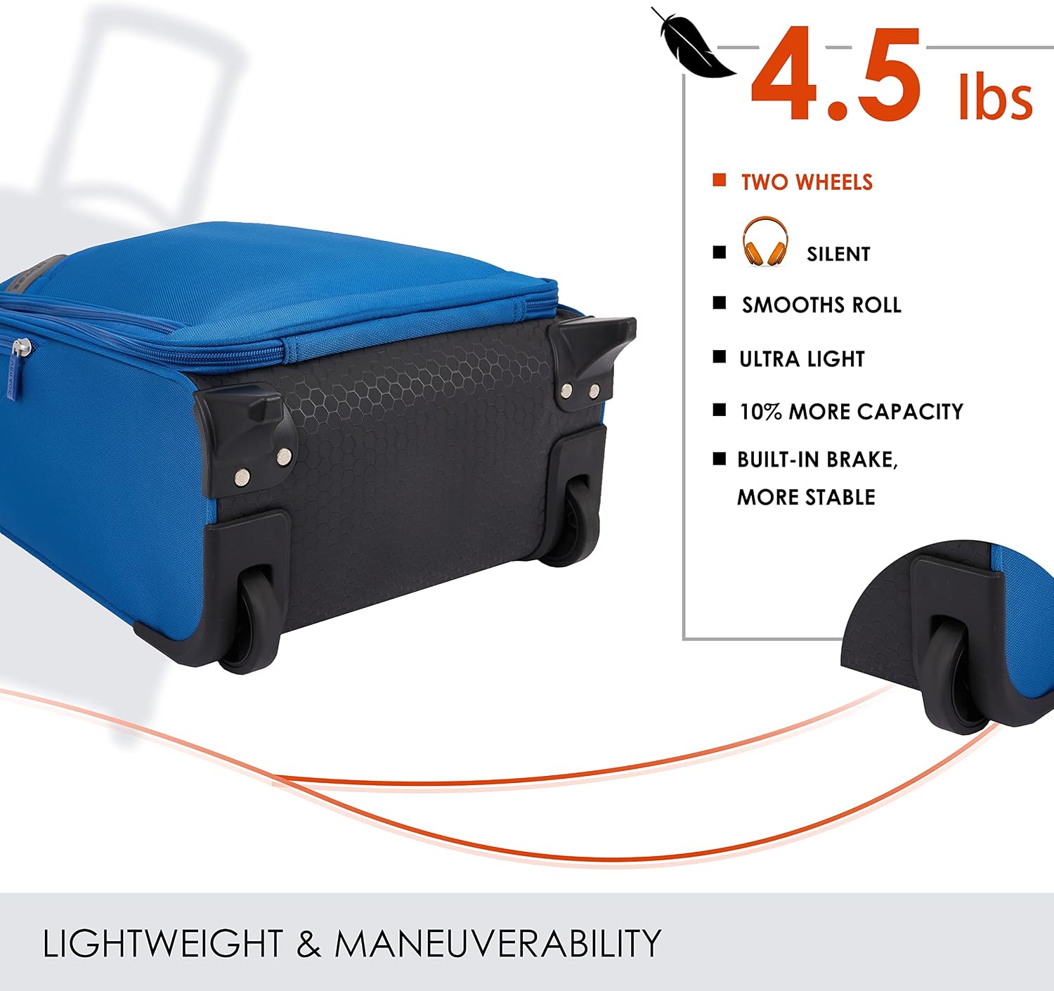 Verage Carry On Underseat Luggage with Wheels & USB Port, Wheeled Spinner Bag Carry-on Luggages for Airlines, Lightweight Suitcase Men Women, Pilots and Crew