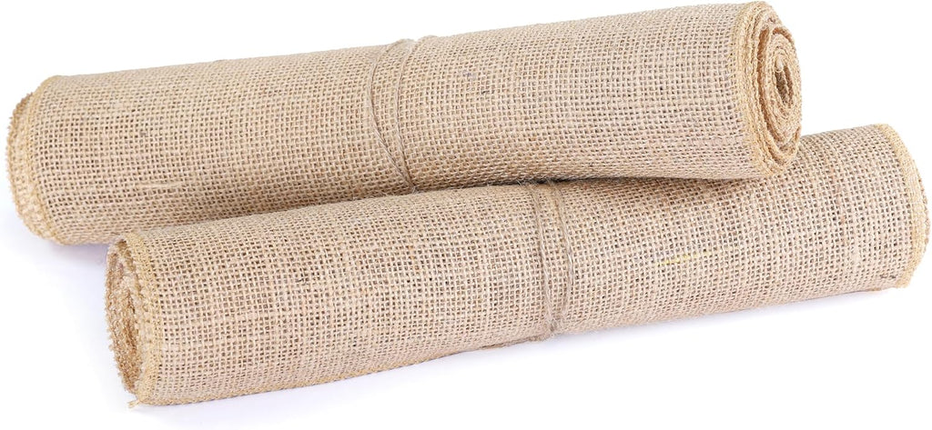 VDS Pack of 25, Burlap Table Runner 100% Natural Jute Rustic Hessian Table Cloth Centrepiece for Wedding Bridal Shower Birthday Event Party Banquet Table Decoration (Size 12X108 Inch)(Natural Beige)