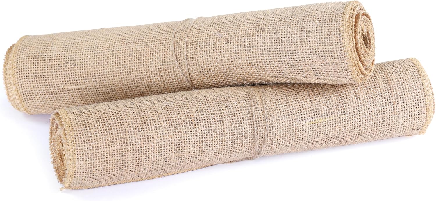VDS Pack of 25, Burlap Table Runner 100% Natural Jute Rustic Hessian Table Cloth Centrepiece for Wedding Bridal Shower Birthday Event Party Banquet Table Decoration (Size 12X108 Inch)(Natural Beige)