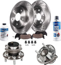 Detroit Axle - Rear Brake Kit for Chrysler 200 Sebring Dodge Avenger Caliber Jeep Compass Patriot, 11.89'' inch Disc Brake Rotors Ceramic Brake Pads Wheel Bearing and Hubs Replacement